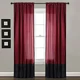 Lush Decor Milione Fiori Fenstervorhänge-Set für Wohnzimmer, Esszimmer, Schlafzimmer (Paar), Polyester, Merlot & Schwarz, 42' W x 84' L