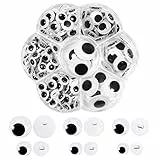 TOAOB 172 Stück Wackelaugen Klein Knopfaugen zum Annähen 8mm 10mm 12mm 15mm 18mm 20mm Kunststoff Wiggle Googly Eyes Runde Schwarz Puppe Augen Sicherheitsaugen für Häkeltiere Plüschpuppen Strickpuppen