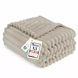 BEDSURE Kuscheldecke für Zimmer Deko - Wolldecke & Fleecedecke, Sofadecke, Weiche Warme Grobe Korddecke für Couch, Geschenke für Frauen, Tagesdecke, Beige, 150 x 200 cm