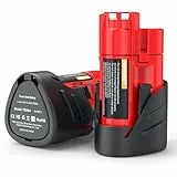HTongD Ersatzakku für Milwaukee Akku 12v: 3.0Ah Li-ion Werkzeugakku für Milwaukee M12 - Kompatibel M12B 48-11-2411 48-11-2420 48-11-2401 48-11-2402 48-11-2401 (2-Stück)