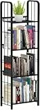 Leiterregal, Bücherregal mit 4 Ebenen, Freistehendes Regal, Büroregal, Standregal, Stabiler Metallrahmen, Lagerregal für Wohnzimmer, Schlafzimmer, Büro, Arbeitszimmer, Industrieller Stil, Schwarz