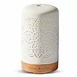 Earnest Living Aroma Diffuser für Ätherische Öle 100 ml - Weißer Keramik Raumduft Duftöl Diffuser - Elektrische Duftlampe, Luftbefeuchter, Nachttischlampe - 7 Lichtfarben, Timer, Abschaltautomatik