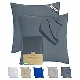 Terra Beds Kissenbezug 40x40 (Set mit 2) - 100% Baumwolle Jersey 160 g/m², Oeko-Tex Zertifiziert - Kopfkissenbezug 40x40 mit Reißverschluss, dehnbarem weich und atmungsaktiv (Anthrazit Grau)