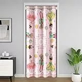Homewish Rosa Weihnachtsornamente Ballett Türvorhang Nussknacker Weihnachten Tür Vorhänge 86x203cm Soldat Maus König Sichtschutzvorhang,Fee Licht Strings Rosa Buffalo Plaid Verdunkelungs Vorhang