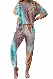 Schlafanzug Damen Lang Satin, Satin Pyjama Damen Elegant Pyjamas mit Knopfleiste, Schlafanzug Lange Ärmel Sleepwear Zweiteiliger PJ Set, Nachtwäsche Hausanzug, Graublau, S