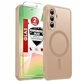 LeYi Handyhülle für Samsung Galaxy A56 5G Hülle für Panzerglas 2X mit Magsafe Kameraschutz Ultra Dünn, Slim Magnetisch Schutzhülle, Matt Transluzent Phone Case Cover A 56 256gb- Khaki