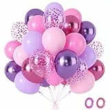Rosa Lila Luftballons- 60Pcs Lila Rosa Ballons Mit Konfetti Ballons, Violett Luftballons Geburtstag Für Mädchen Frauen, Helium Balloon Für Geburtstag Prinzessinnen Hochzeit Gender Reveal Party Deko