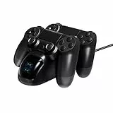 ASHATA Controller Ladestation, Controller Ladestation mit LED Anzeige für 4, Doppeltes Schnellladegerät für 4/für One/für One S Controller