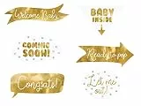 PartyDeco Fotobox Requisiten für Babyparty 6er Set Foto Zubehör Accessoires Utensilien Fotospiel weiß Gold