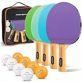 PRO-SPIN Tischtennisschläger – Hochleistungs-Tischtennis Set | Premium Tischtennisschlaeger, 3-Sterne-Tischtennisbälle, Kompakte Aufbewahrungstasche (Set für 4 Spieler, Lila/Blau/Mint/Grün)