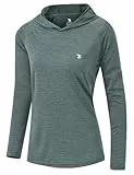 donhobo Damen Laufshirt Langarm Funktionsshirt Workout Oberteil Gym Sport Running Shirt Top (Cyan, L)