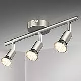 Defurhome LED Deckenleuchte Drehbar, 3 Flammig LED Strahler Deckenlampe Spot,Modern Deckenstrahler (Mattes Nickel), inkl. 3 x 4W GU10 LED Lampen (400LM, warmweiß)