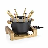 Princess Fondue-Set 1,5 L für 8 Personen – Bambus-Design, Antihaftbeschichteter Topf, einstellbarer Thermostat, inkl. 8 Gabeln, ideal für Käse-, Fleisch- und Schokoladenfondue, leicht zu reinigen