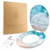 Benkstein® Toilettendeckel mit Absenkautomatik Turquoise Tide – antibakterieller WC Sitz – Quick-Release zur einfachen Reinigung – einfache Montage – Duroplast – abnehmbar – bis 150 kg belastbar