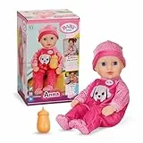 BABY Born Anna - 36 cm große Babypuppe mit pinkem Strampler & Fläschchen - Weicher Stoffkörper & Schlafaugen - Geeignet für Kinder ab 1 Jahr