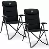 TIMBER RIDGE 2er Campingstuhl Faltbar Hohe Lehne mit 4 Positionen verstellbar bis 150kg Klappstuhl Camping Gepolstert Faltstuhl Liegestuhl mit Tasche für Garten Balkon Wohnmobil