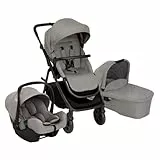 Graco Near2Me™ DLX 3in1 Kinderwagen-Set, inkl. Babywanne (0-9 kg) und Babyschale (40-75 cm), bis 22 kg, rückwärts, vorwärts, kompakt gefaltet, inkl. Adapter und Regenverdeck, grau, Ash