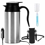 AVCXEC Auto Wasserkocher Edelstahl, 12V 750ml Reisewasserkocher Auto, Wasserkocher Auto Zigarettenanzünder, Tragbarer Camping Reise Wasserkocher Auto, Schnelles Aufheizen Auto Kettle