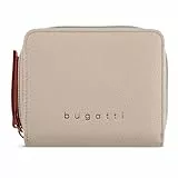bugatti Ella kleines Portemonnaie für Damen, Frauen-Geldbeutel aus Kunstleder, Damen-Geldbörse in beige
