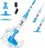 PoolyPoly 3 en 1 Poolsauger Kabellos mit Akku, Pool Handsauger Bodensauger, 90 Minuten Laufzeit Poolreiniger mit Teleskopstange, Pool Staubsauger für kleine Pools, Spas, Whirlpools, Hellblau