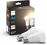 Philips Hue White E27 Lampe Doppelpack 2x805lm, dimmbar, warmweißes Licht, steuerbar via App, kompatibel mit Amazon Alexa (Echo, Echo Dot)
