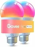 Govee Smart Glühbirne E27, 1000LM RGBWW Led Lamp App dimmbar, Wi-Fi & Bluetooth Smart Bulbs 9W, 54 Szenen, 16 Millionen DIY-Farben, Kompatibel mit Alexa & Google Assistant, 2 Stück