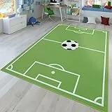 TT Home Kinder-Teppich, Spiel-Teppich Für Kinderzimmer Mit Fußball-Design, In Grün, Größe:80x150 cm