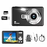 Digitalkamera, UHD 4K 50MP Kamera Fotoappara mit 32GB SD-Karte, 16X Digitalzoom, Wiederaufladbarer Akku, Tragbare Vlog Kamera für Kinder Teenager Student Anfänger (Schwarz)