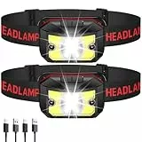 Winzwon Stirnlampe Led Wiederaufladbar, Valentinstag Camping Geschenke für Männer Kopflampe Stirnlampe Kinder mit Rotlicht 8 Lichtmodi Sensor für Joggen, Angelzubehör Notfall Ausrüstung(2)