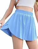 Arshiner Mädchen Sport Shorts Schmetterling Kurze Hose Sommer Stretch Laufshorts mit Taschen Futter Kinder Fließende Tanz Skorts für Tennis Gymnastik 11-12 Jahre