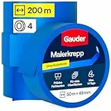 GAUDER Malerkrepp für präzise Farbkanten - Kreppband für Malerarbeiten - Malerband & Abdeckband blau - Abklebeband Maler Washi-Papier - Masking Tape - Klebeband Malertape (4 Rollen - 48 mm x 50 m)
