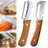 3 in 1 Zero Snag HolzschäLer, Multifunktionaler Obst und Gemüseschäler mit Flaschenöffner, 2 Stück SparschäLer, Edelstahl Gemüseschäler, Sparschäler mit Holzgriff aus Edelstahl für Obst, Gemüse