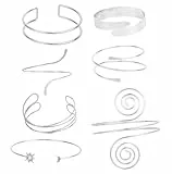 Mikovivi 7stk Oberarm-Armband, Silber Verstellbar Armreif Oberarm Minimalistisch Armreif-Schmuckset für Frauen