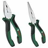 Bosch Zangen-Set, 2-teilig (hochwertige, präzise, langlebige Kombizange und Spitzzange für verschiedene anspruchsvolle Aufgaben; ergonomisch; matte Chrom-Nickel-Beschichtung)
