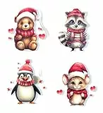 MC-Trend 4er Set Taschenwärmer - Handwärmer mit süßen Tiermotiven für kalte Tage