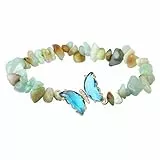 XIANNVXI Amazonit Armband Damen Schmetterlinge Armband Grüner Armbänder Amazonit Stein Armbänder Schmetterling Deko Geburtstag Schmuck Geschenke für Frauen