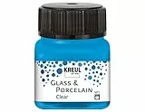 KREUL 16296 - Glass & Porcelain Clear wasserblau, im 20 ml Glas, transparente Glas- und Porzellanmalfarbe auf Wasserbasis, schnelltrocknend, glasklar
