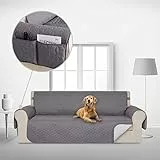 Deconovo Sofahusse Sofabezug Couch husse Sofaüberwurf Sesselbezug, 3-Sitzer, Hellgrau