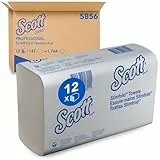 Scott Papierhandtücher Slimfold 5856, 1-lagige weiße Papiertücher für Spender, Falthandtücher mit Airflex-Technologie und Einzelblattentnahme, 12 Packungen x 147 Falthandtücher (1.764 Tücher)