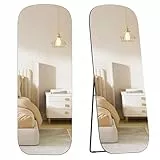SONGMICS Ganzkörperspiegel, 160 x 50 cm, mit abgerundeten Ecken, Standspiegel aus Qualitätsglas, Aluminium-Rahmen, für Schlafzimmer, Ankleidezimmer, tintenschwarz LFM029B01