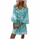 MICKURY Hemdblusenkleid Kaufhof Abendkleider Pullover Kleider Kleid Leoprint Kleid Mit Mantel Elegant Damen Mode Temperament Elegantes Frisch Bedrucktes Minikleid Mit V Ausschnitt Und 3 4 Ärmeln
