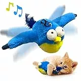 KreizyGo Katzenspielzeug, Flatternde Flügel Blue-Bird Katzenminze-Spielzeug, lebendiges Zwitschern, Simulationsvogel, interaktives Katzenspielzeug für Kätzchen, Kätzchen-Übung, Flauschiges