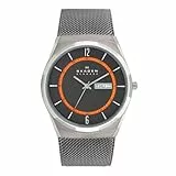Skagen Herrenuhr Melbye Titanium, DreizeigerTagDatum Uhrwerk, 40mm Charcoal Titanium Gehäuse mit einem Edelstahl Mesh Armband, SKW6007