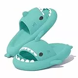 VIYEAR Cloud Shark Slides Slippers, Shark Slippers, Summer SlippersSchnell trocknende Sommerduschsandalen, niedliche Cartoon-Hai-Duschhausschuhe Minzgrün 40/41