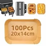 Backpapier für Heißluftfritteuse Ninja SL400EU AF300EU AF400EU, 100 Stück Verdicktes 20x14cm Rechteckig Airfryer Backpapier Liners kompatibel mit Ninja Foodi Dual Zone und Anderen Dual Air Fryer