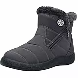 Eagsouni Winterstiefel Damen Winterschuhe Wasserdicht Warm Plush Gefütterte Schneestiefel Stiefeletten Winter Outdoors rutschfeste Stiefel Boots,Grau C,38 EU