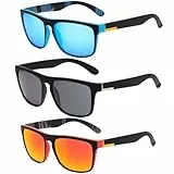 JazRvr 3 Paar Herren Sonnenbrille, Polarisierte Sonnenbrille Herren, UV-Schutz, Für Outdoor-Aktivitäten Wie Autofahren, Angeln, Golfen, Schwarz, Rot, Blau