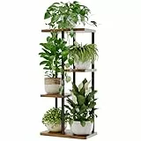 Bamworld Pflanzenständer Indoor Metall Pflanzenregal Outdoor Schwarz Pflanzenhalter 4 Etagen 5 Topf für mehrere Pflanzen Eckpflanzentisch für Terrasse Garten Balkon Wohnzimmer（39x23x78cm）