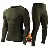 Roadbox Thermounterwäsche Herren, Atmungsaktiv Weich Funktionswäsche Herren Winter Warm Skiunterwäsche Thermowäsche Set Flexibel Thermoaktiv Funktionsunterwäsche für Männer Grün XL