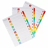 Westcott Register für Ordner A4 (3er-Set) | 3 x Trennblätter für Din A4 Ordner | 10 beschriftbare Tabs in 5 Farben als Ordner Organizer | Robuste 160g/m² mit Eurolochung | E-1733311 00